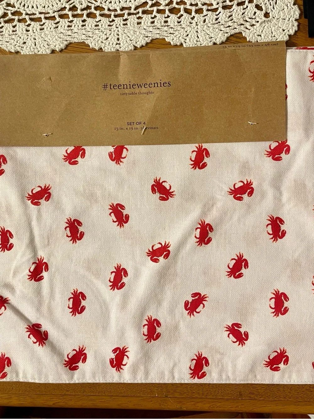 Set of 4 crab placemats New with Tags